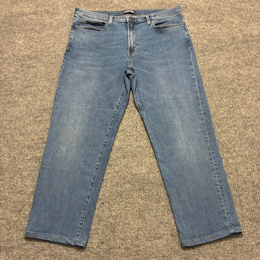Lands' End Square Rigger Mens Jeans Size 38 Blue Denim Traditional Fit Mid Rise